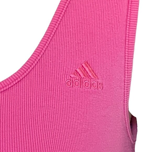Adidas Ribbed Knit Tank Top with Shelf Bra Sz L Pink #1V - Picture 6 of 8